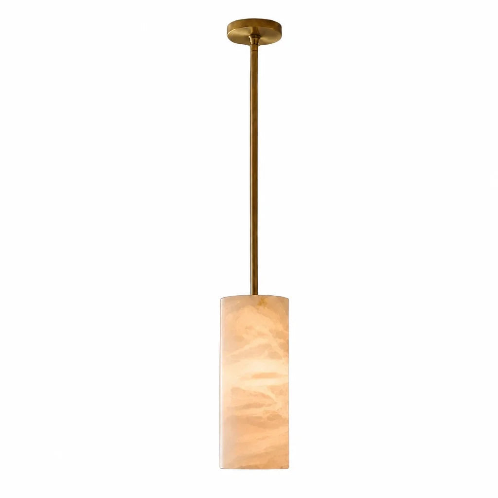 Hand-Carver Alabaster Cylinder Pendant
