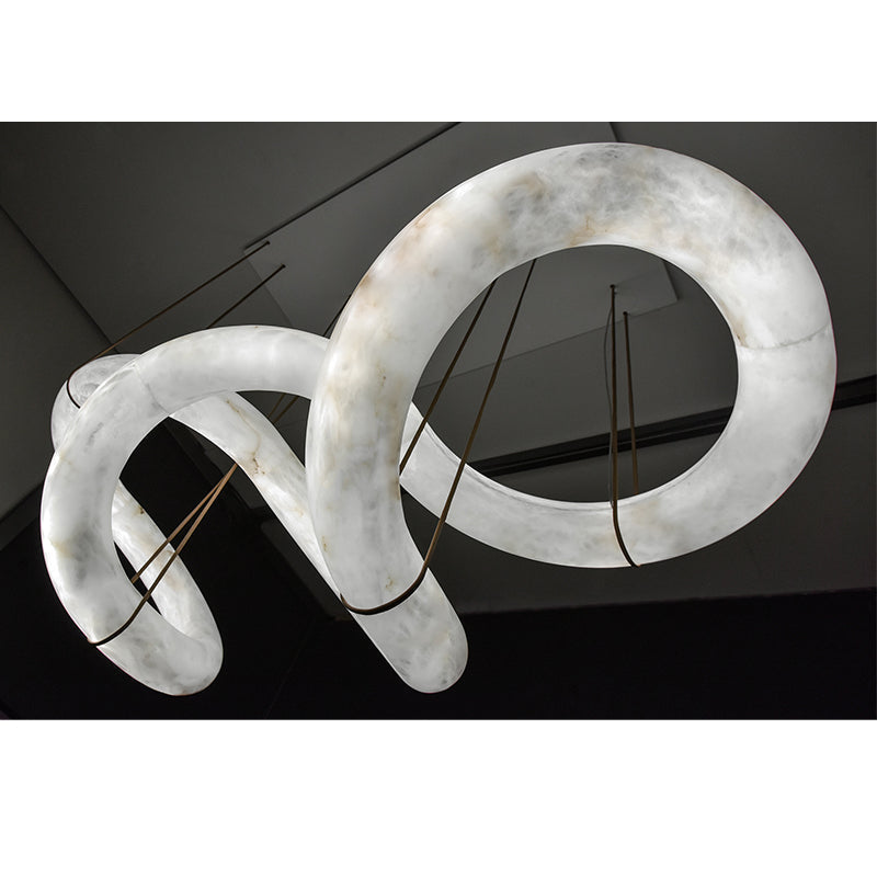 Alabaster Unique Curved Ethereal Alabaster Chandelier