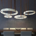 Annie Alabaster Pendant, Modern Chandelier with Leather Hook