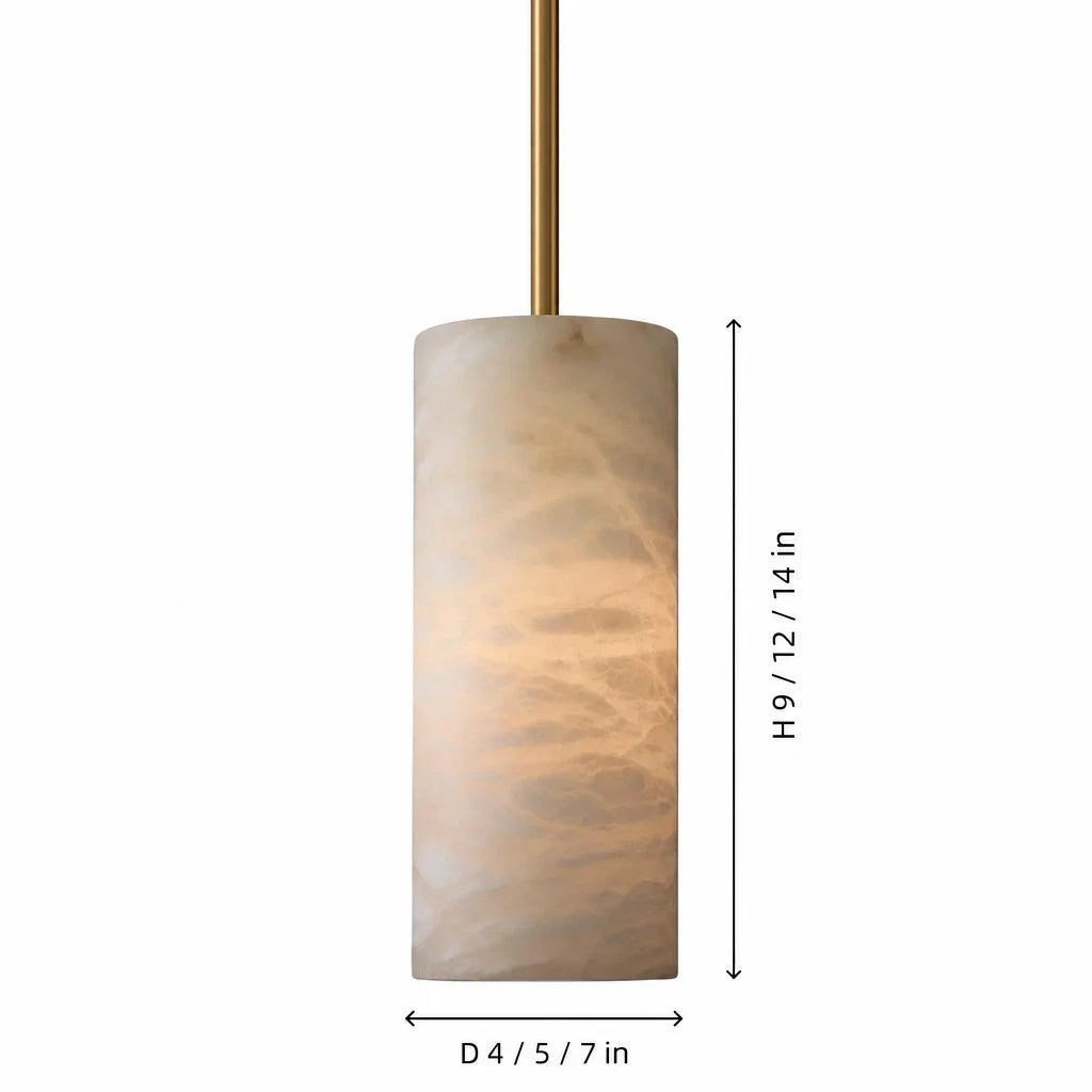 Hand-Carver Alabaster Cylinder Pendant