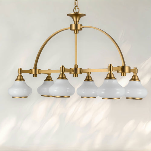 6-Light Island Pendant Light with Milk White Glass Shades
