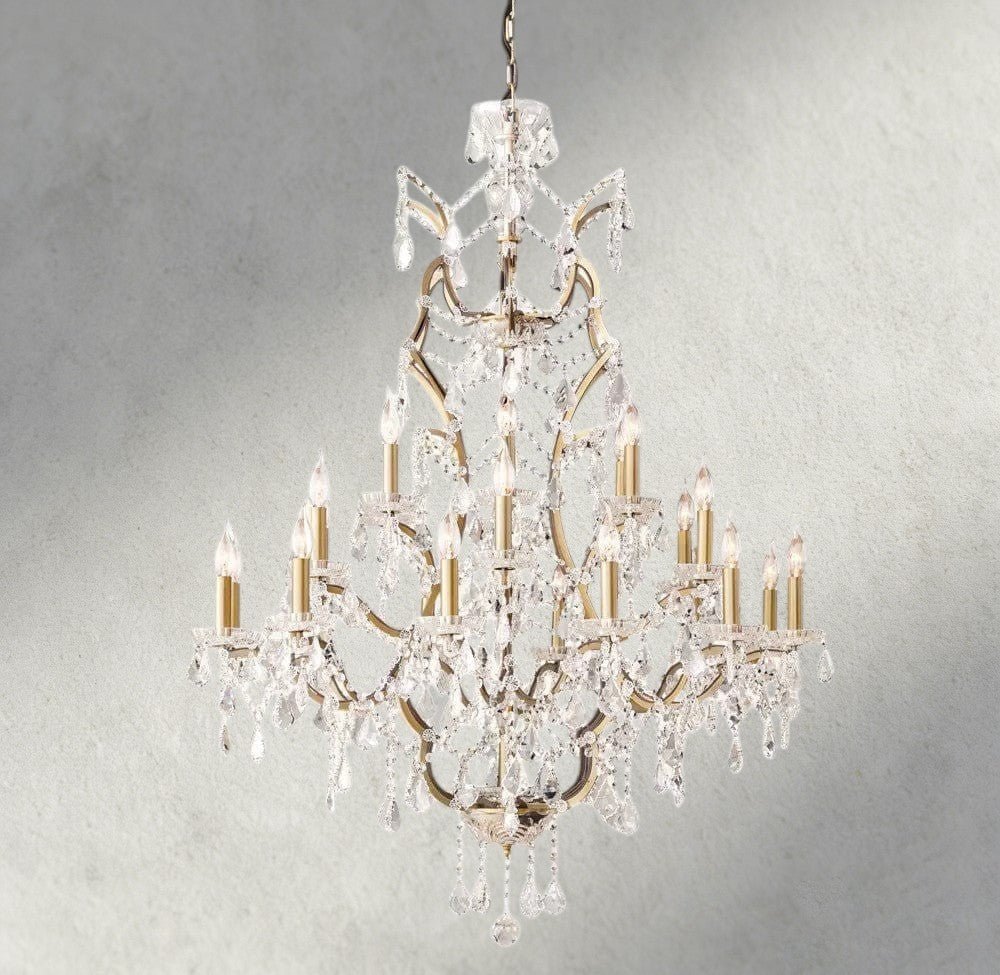 19th C. Rococo Iron & Crystal Round Chandelier 18", 28", 33", 40", 60", 101" - fovolighting