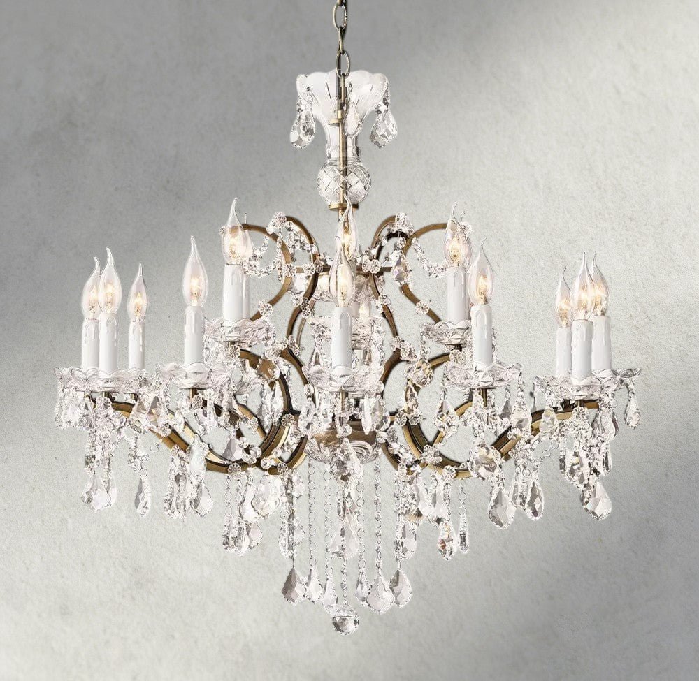 19th C. Rococo Iron & Crystal Round Chandelier 18", 28", 33", 40", 60", 101" - fovolighting