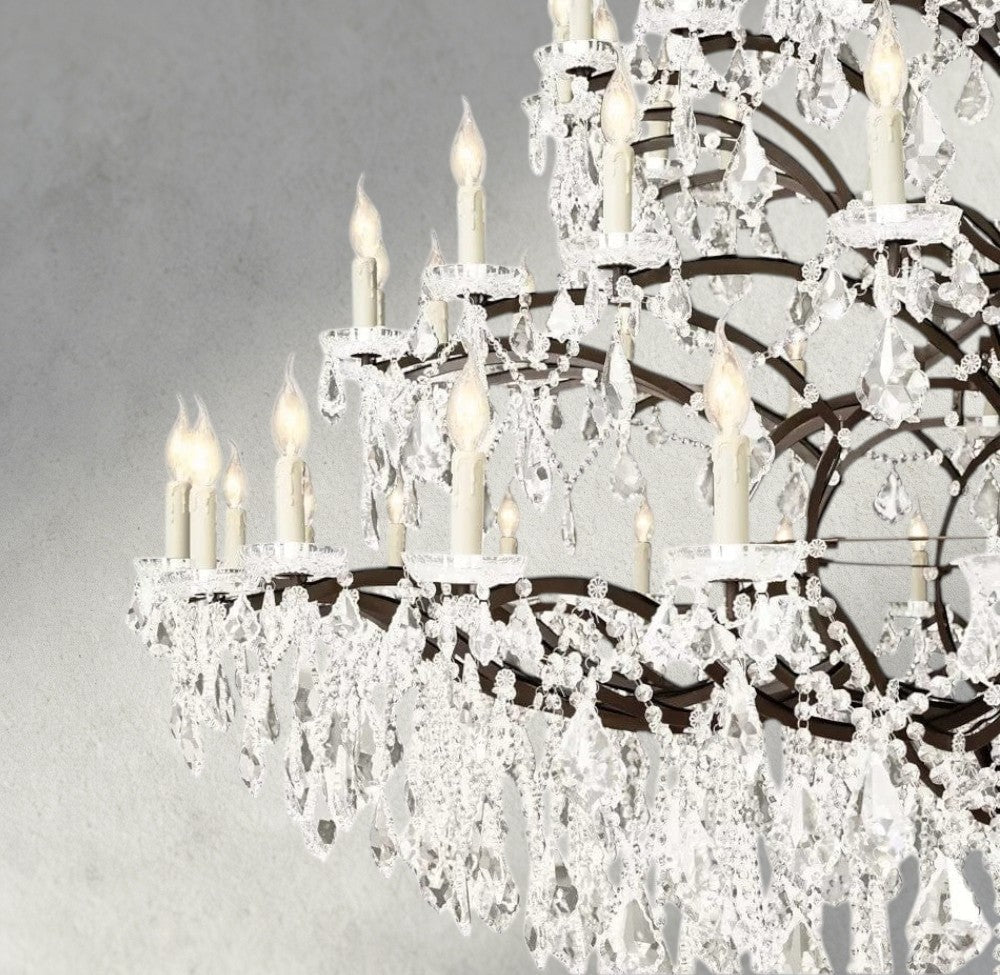 19th C. Rococo Iron & Crystal Round Chandelier 18", 28", 33", 40", 60", 101" - fovolighting