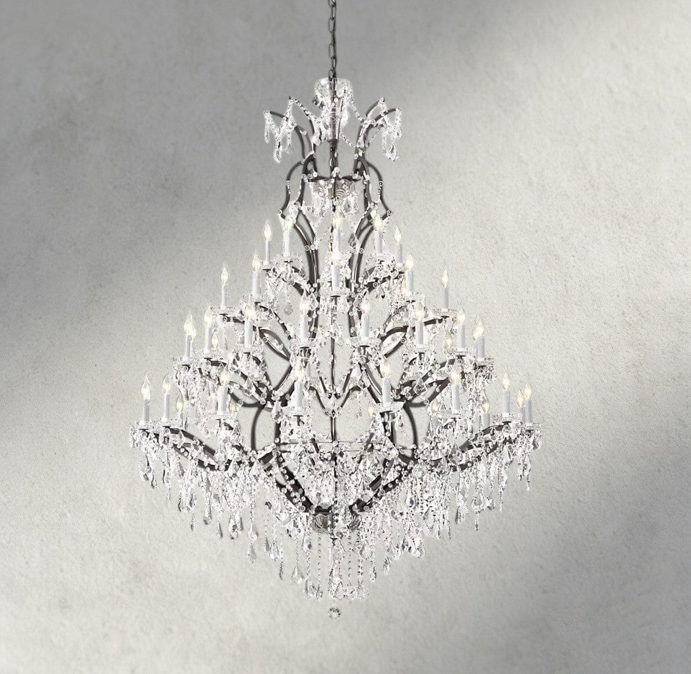 19th C. Rococo Iron & Crystal Round Chandelier 18", 28", 33", 40", 60", 101" - fovolighting