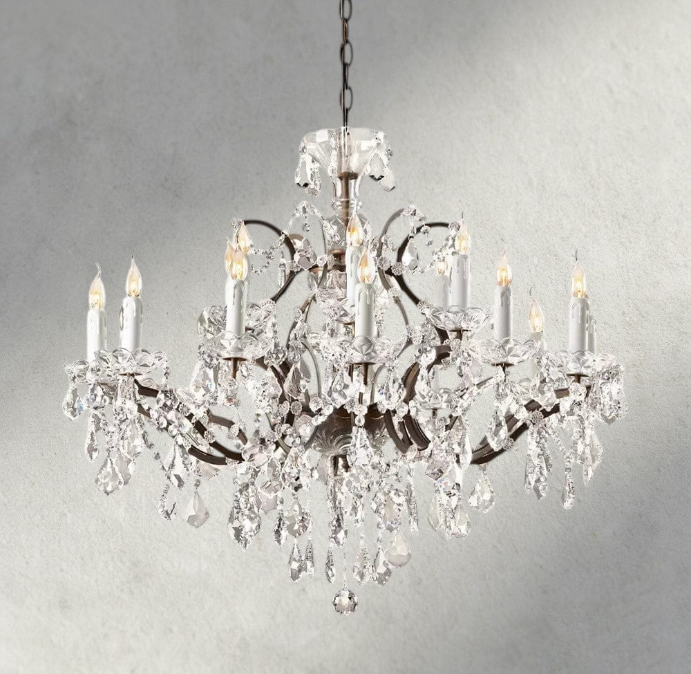 19th C. Rococo Iron & Crystal Round Chandelier 18", 28", 33", 40", 60", 101" - fovolighting