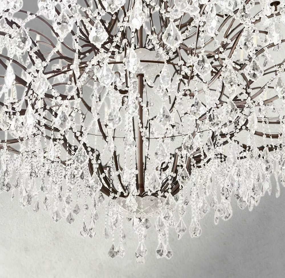 19th C. Rococo Iron & Crystal Round Chandelier 18", 28", 33", 40", 60", 101" - fovolighting