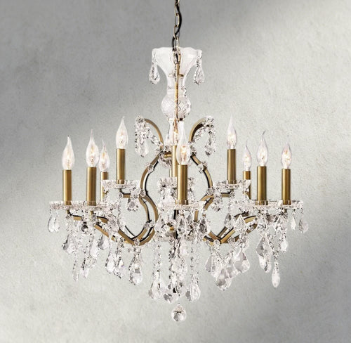 19th C. Rococo Iron & Crystal Round Chandelier 18", 28", 33", 40", 60", 101" - fovolighting
