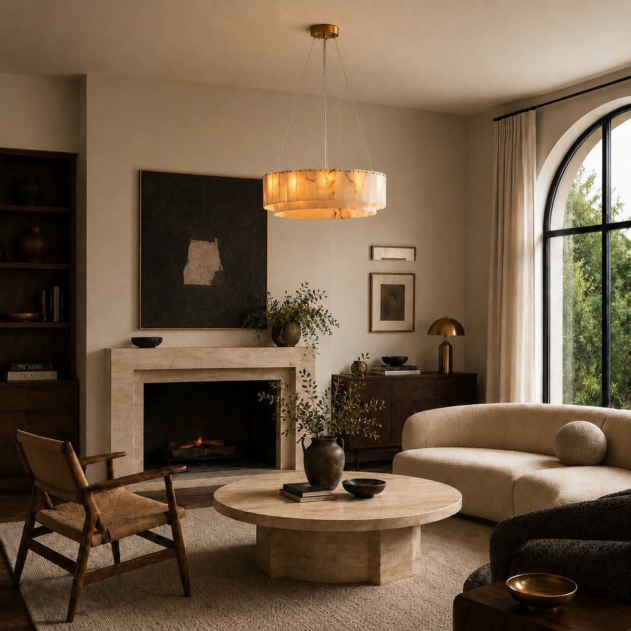 Nonzerad Alabaster Dining Room Gold Chandelier Pendant Lights