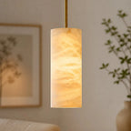 Hand-Carver Alabaster Cylinder Pendant