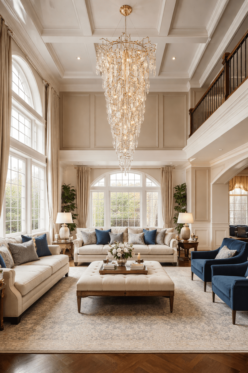 2 - Story Tree Branch Staircase Crystal Chandelier - fovolighting