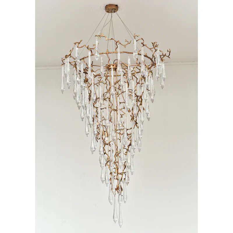 2 - Story Tree Branch Staircase Crystal Chandelier - fovolighting