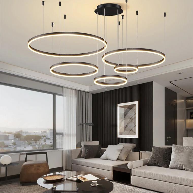 Grandeur Multi Rings Black Chandelier