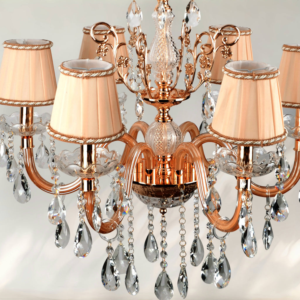 Modern Gold K9 Crystal Flush Mount Chandelier – 6 Light, E12 Base