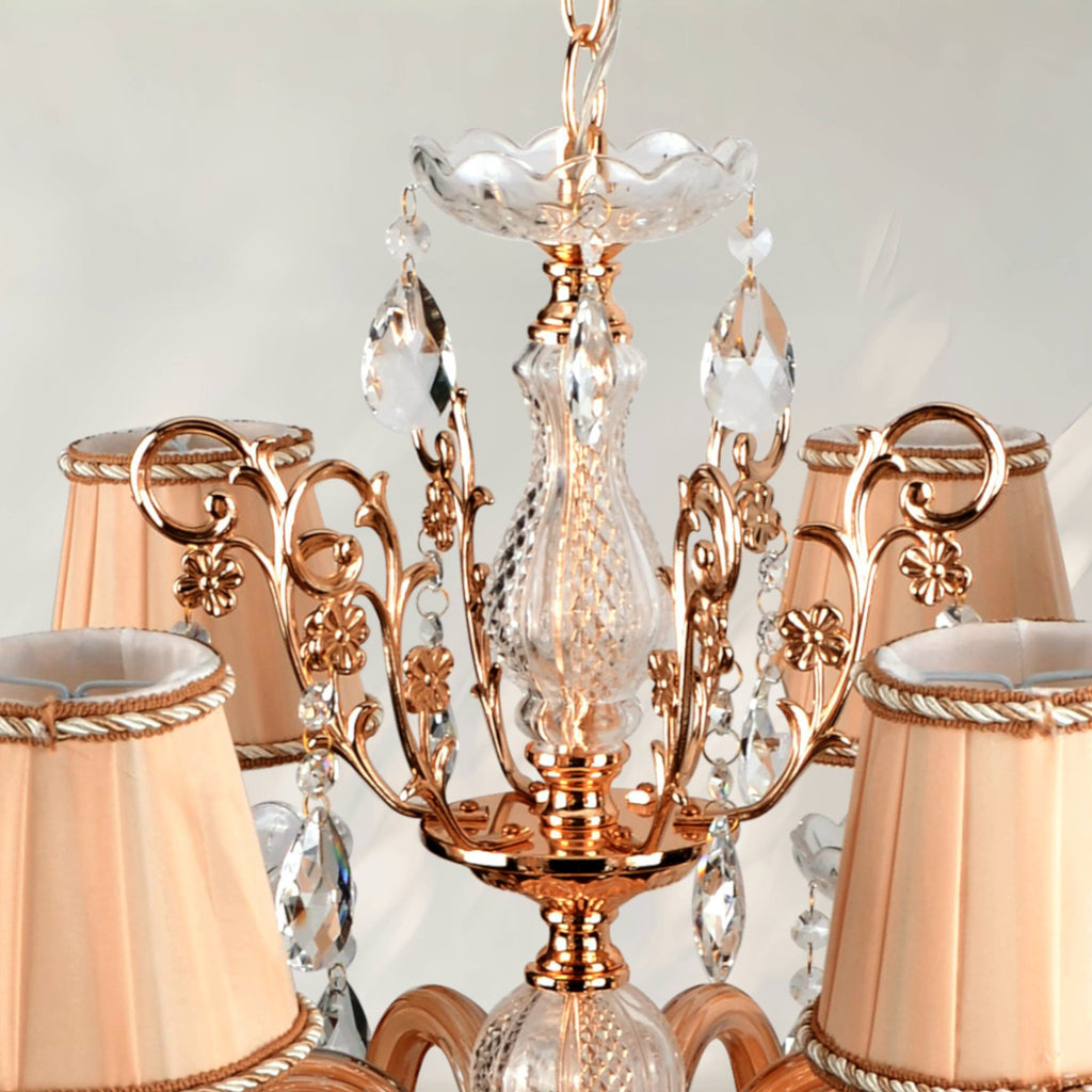 Modern Gold K9 Crystal Flush Mount Chandelier – 6 Light, E12 Base