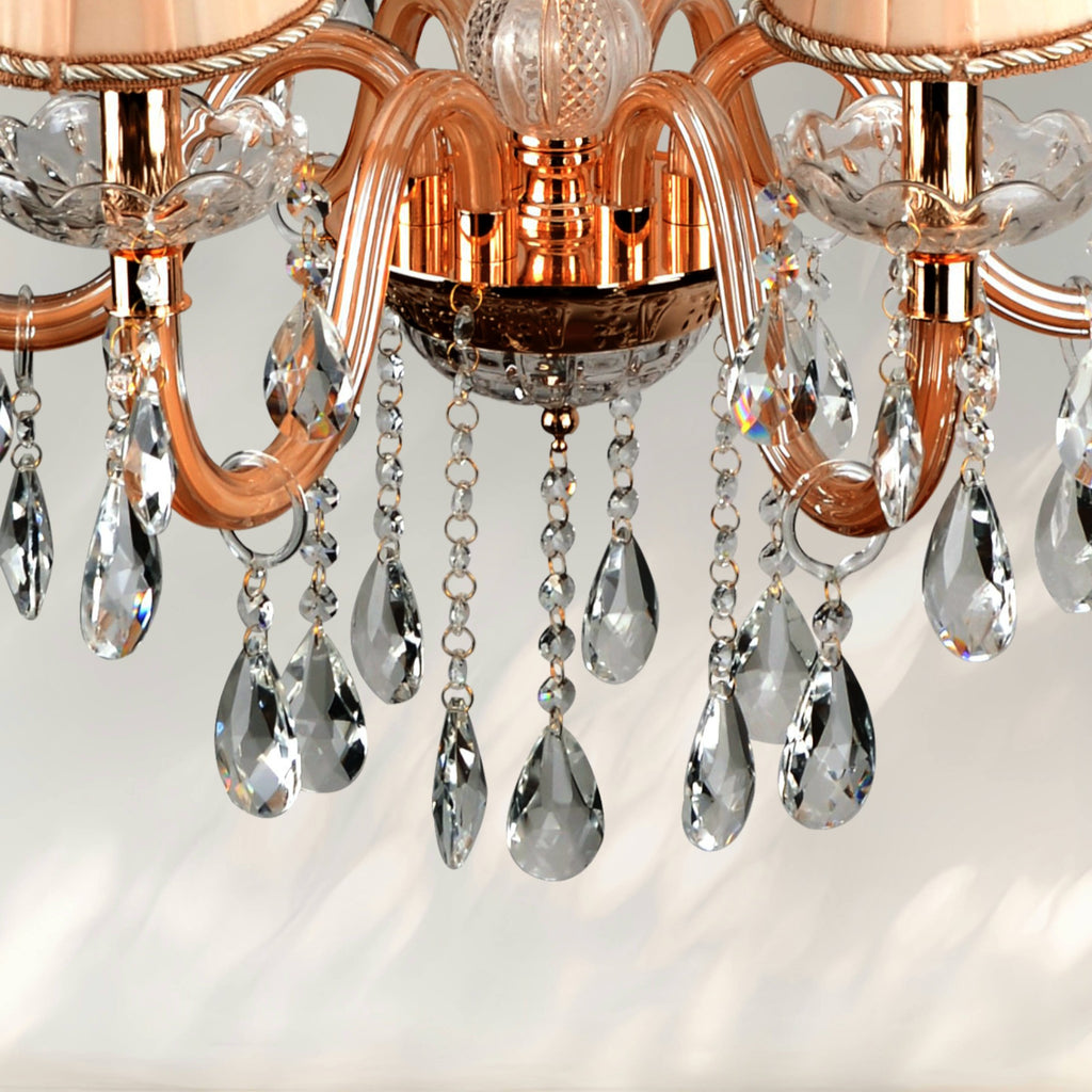 Modern Gold K9 Crystal Flush Mount Chandelier – 6 Light, E12 Base