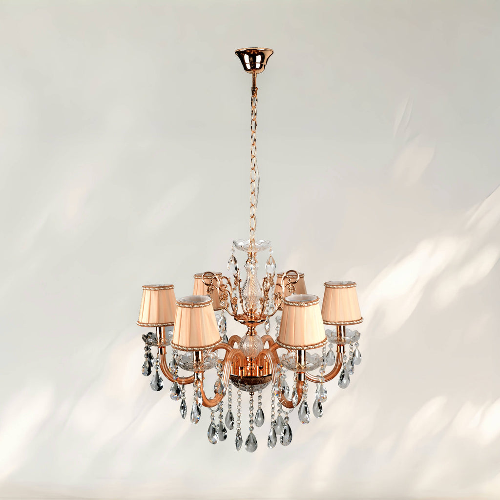 Modern Gold K9 Crystal Flush Mount Chandelier – 6 Light, E12 Base