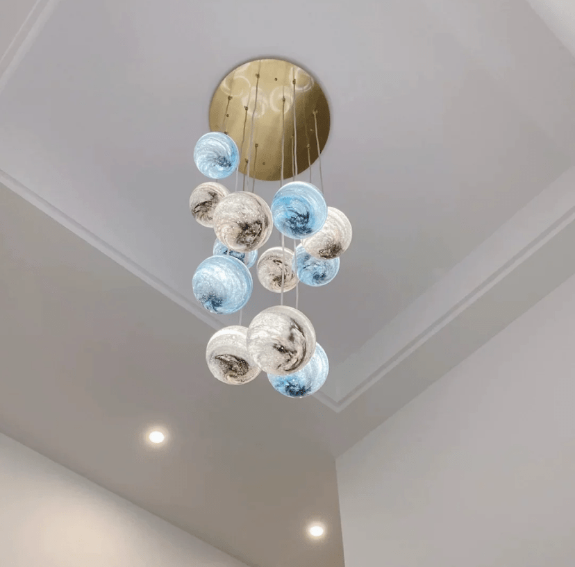 2023 New Nordic Planet Creative Long Pendant Chandelier For Staircase/Foyer/High - ceiling Hallway - fovolighting