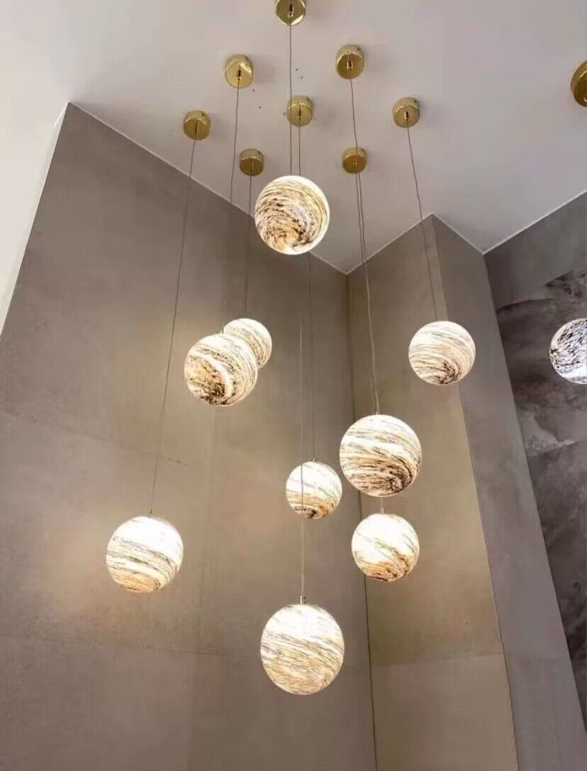 2023 New Nordic Planet Creative Long Pendant Chandelier For Staircase/Foyer/High - ceiling Hallway - fovolighting