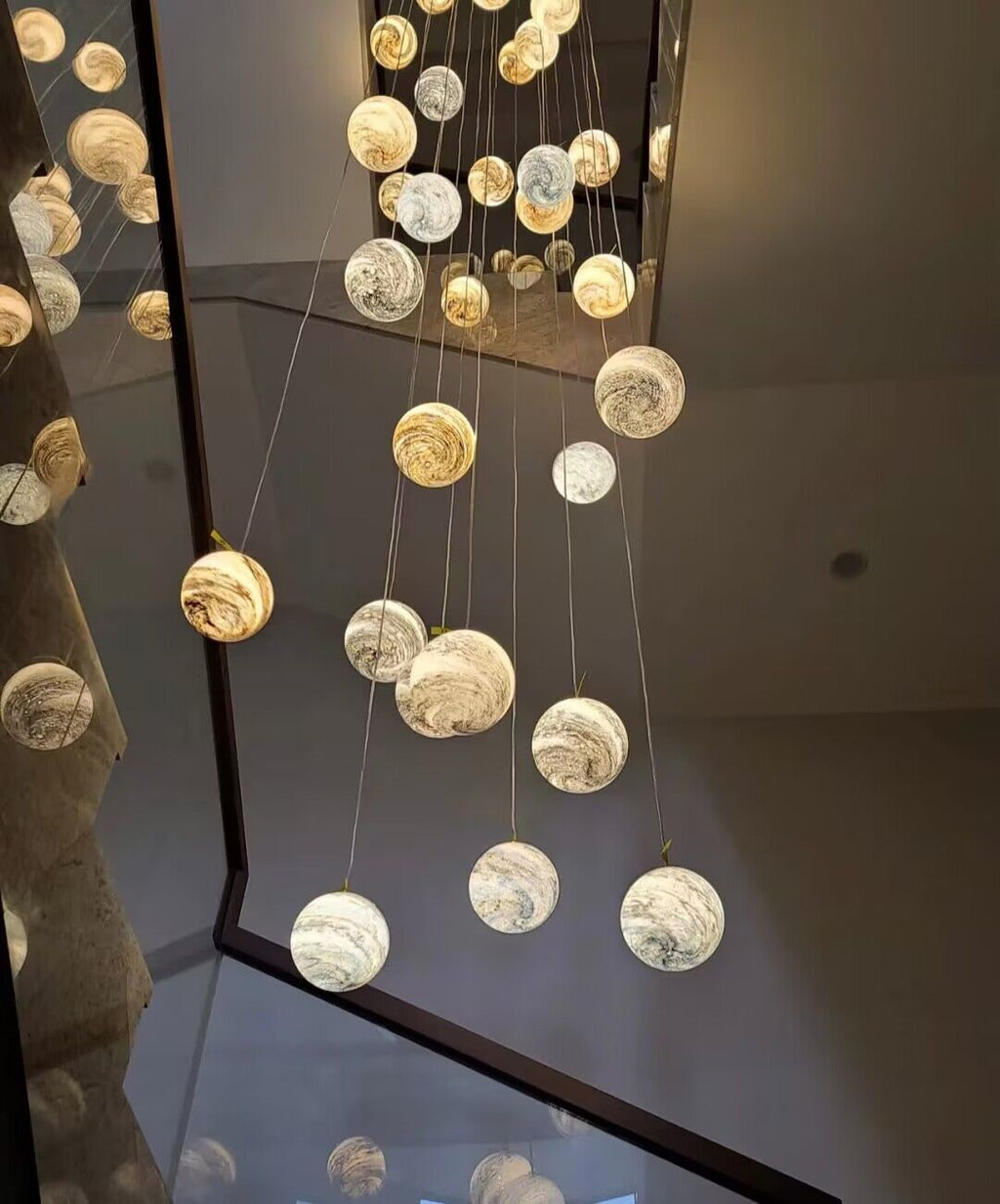 2023 New Nordic Planet Creative Long Pendant Chandelier For Staircase/Foyer/High - ceiling Hallway - fovolighting