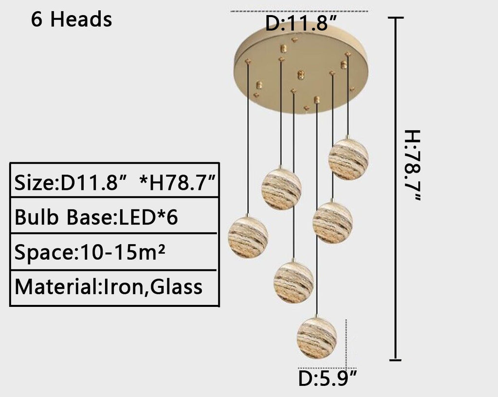 2023 New Nordic Planet Creative Long Pendant Chandelier For Staircase/Foyer/High - ceiling Hallway - fovolighting