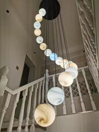 2023 New Nordic Planet Creative Long Pendant Chandelier For Staircase/Foyer/High - ceiling Hallway - fovolighting