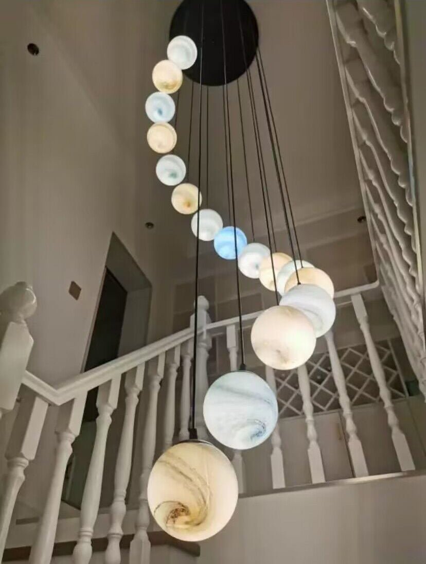 2023 New Nordic Planet Creative Long Pendant Chandelier For Staircase/Foyer/High - ceiling Hallway - fovolighting