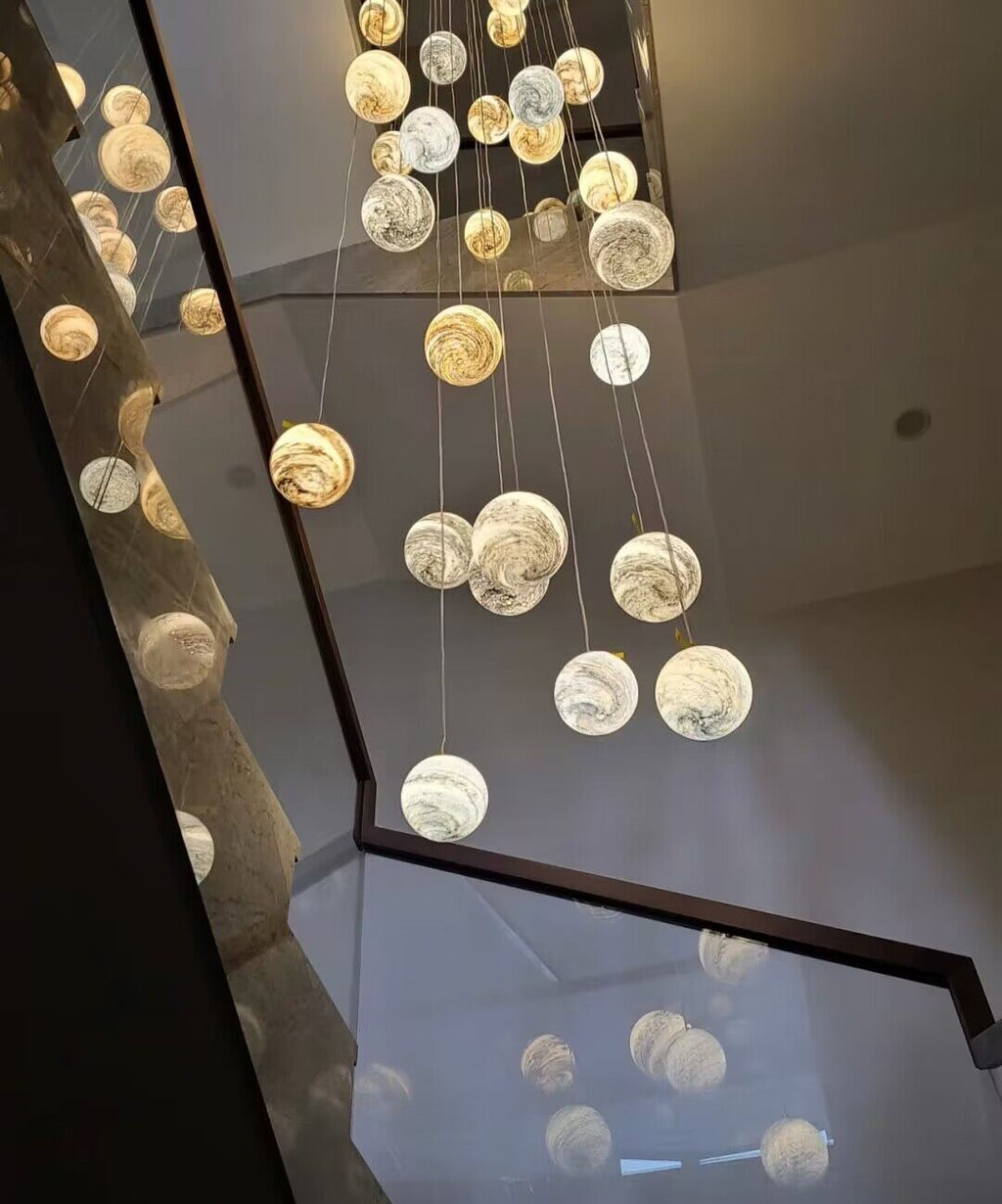 2023 New Nordic Planet Creative Long Pendant Chandelier For Staircase/Foyer/High - ceiling Hallway - fovolighting