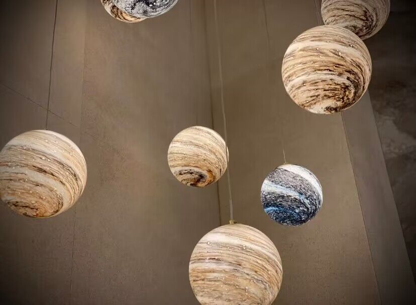 2023 New Nordic Planet Creative Long Pendant Chandelier For Staircase/Foyer/High - ceiling Hallway - fovolighting