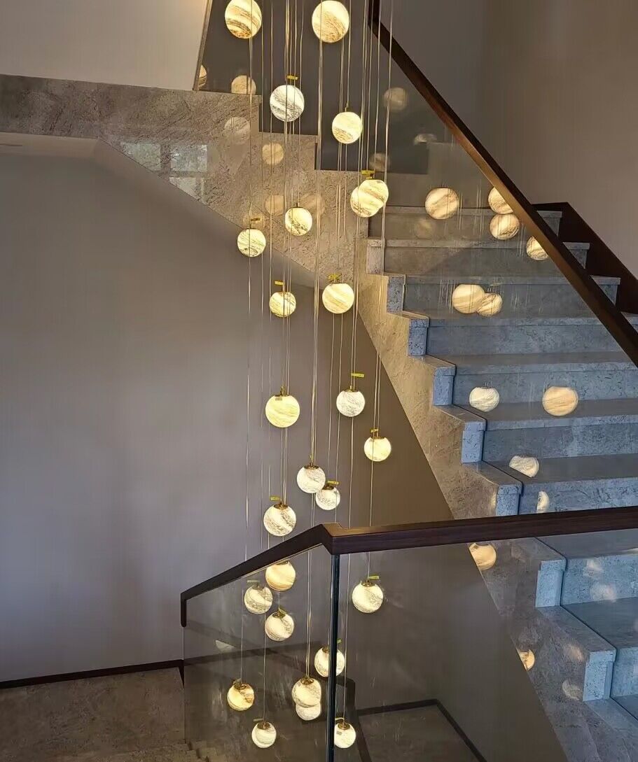 2023 New Nordic Planet Creative Long Pendant Chandelier For Staircase/Foyer/High - ceiling Hallway - fovolighting