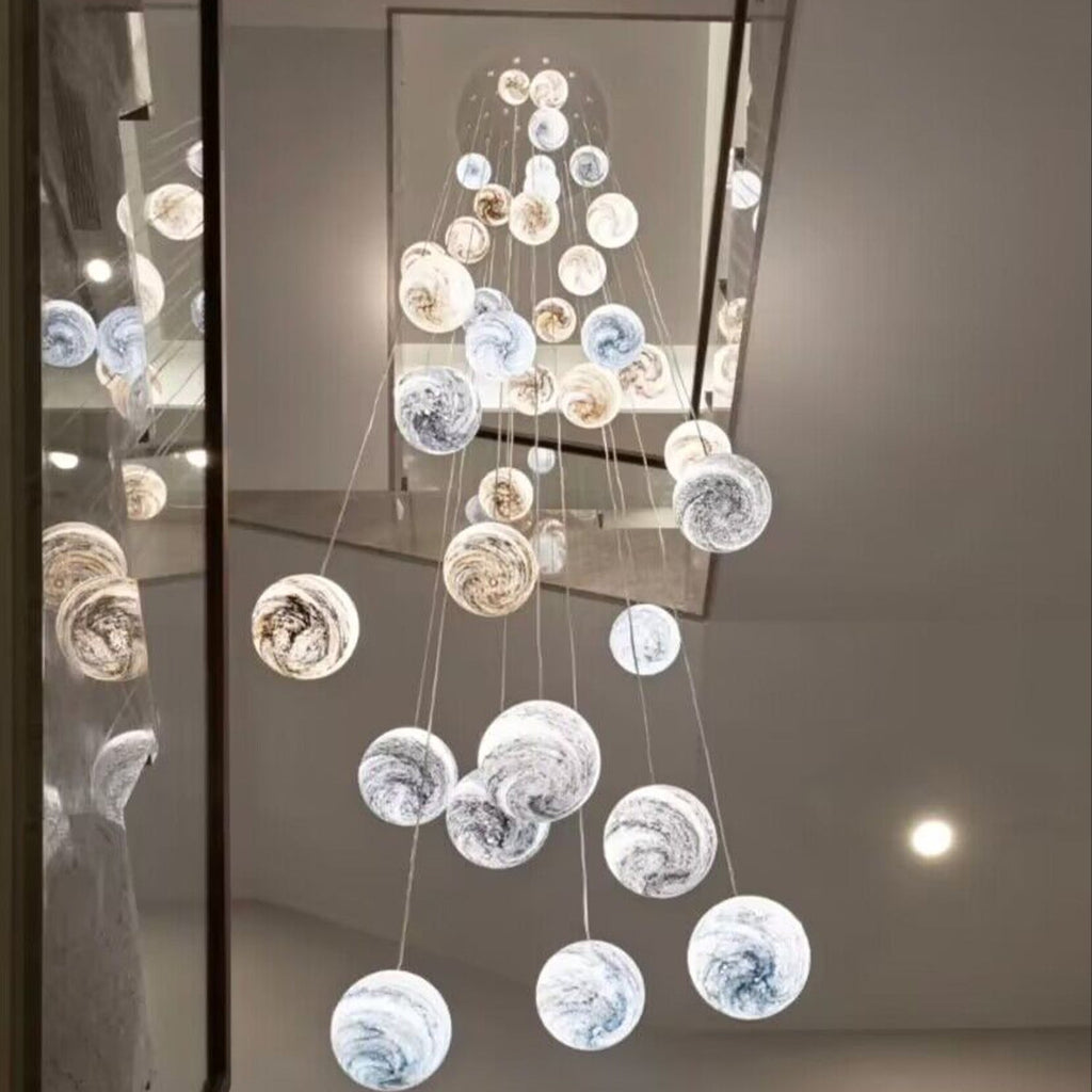 2023 New Nordic Planet Creative Long Pendant Chandelier For Staircase/Foyer/High - ceiling Hallway - fovolighting