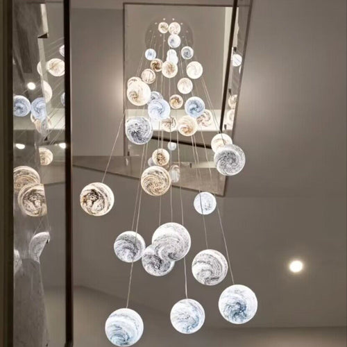 2023 New Nordic Planet Creative Long Pendant Chandelier For Staircase/Foyer/High - ceiling Hallway - fovolighting