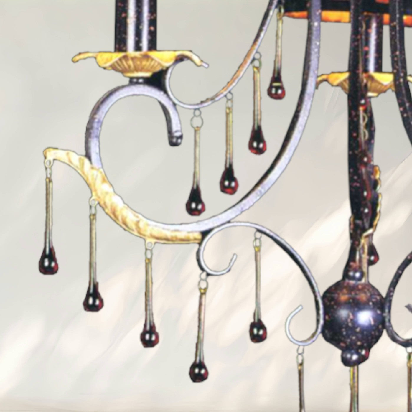 Traditional Chandelier with Black Fabric Shades and Metal Frame