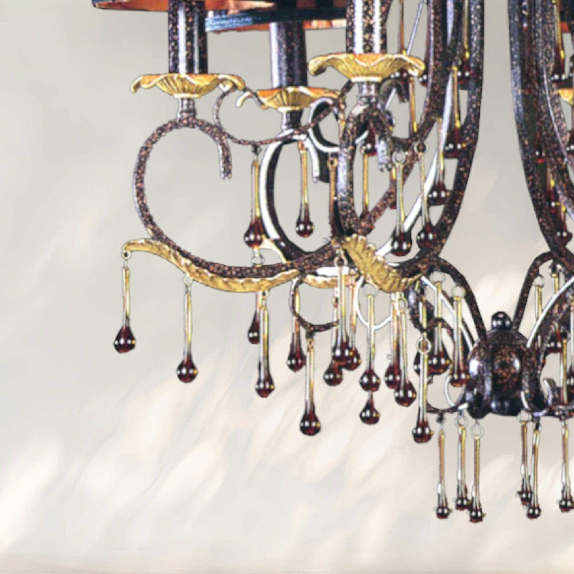 6-Light Traditional Chandelier with Black Fabric Shades and Metal Frame