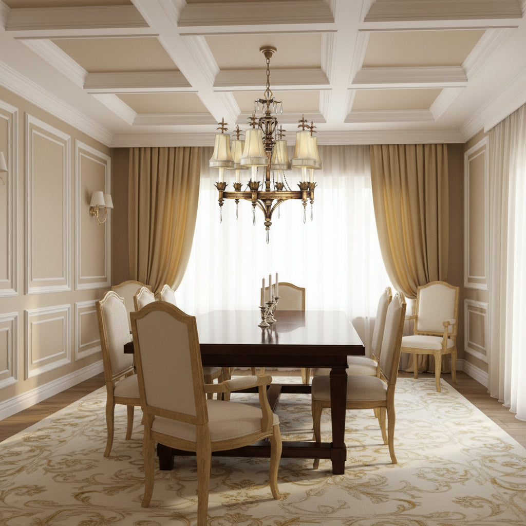 Traditional 6-Light Chandelier with Fabric Shades