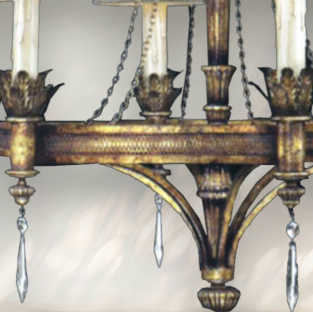 Traditional 6-Light Chandelier with Fabric Shades