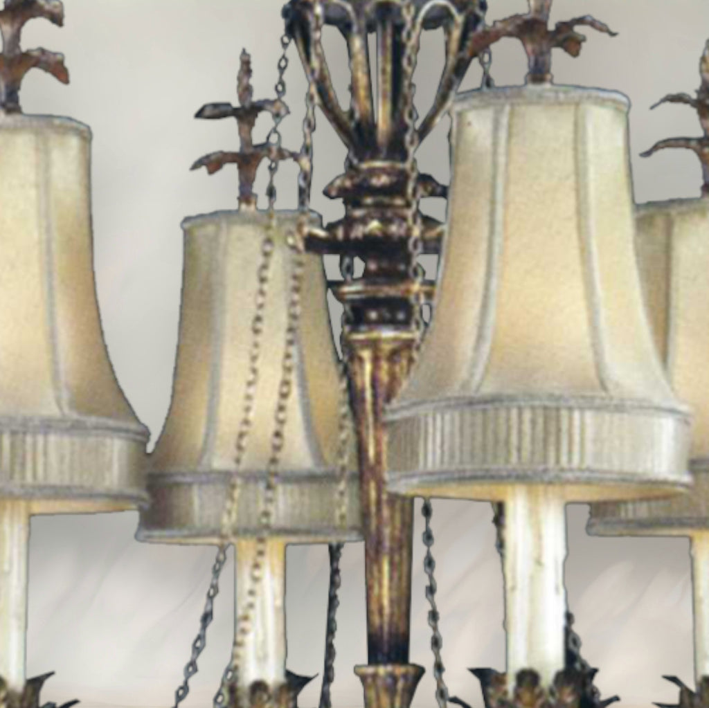 Traditional 6-Light Chandelier with Fabric Shades