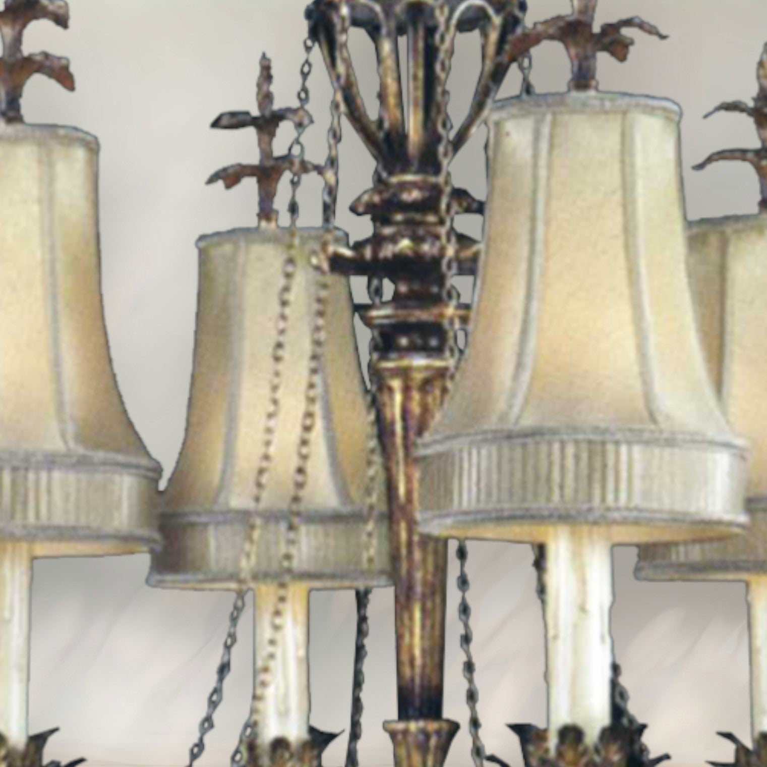Traditional 6-Light Chandelier with Fabric Shades