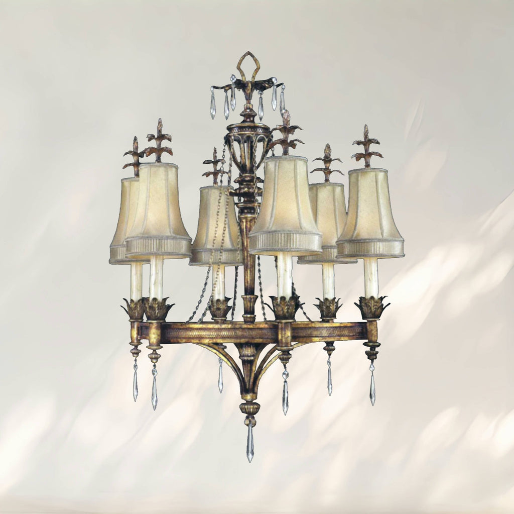Traditional 6-Light Chandelier with Fabric Shades