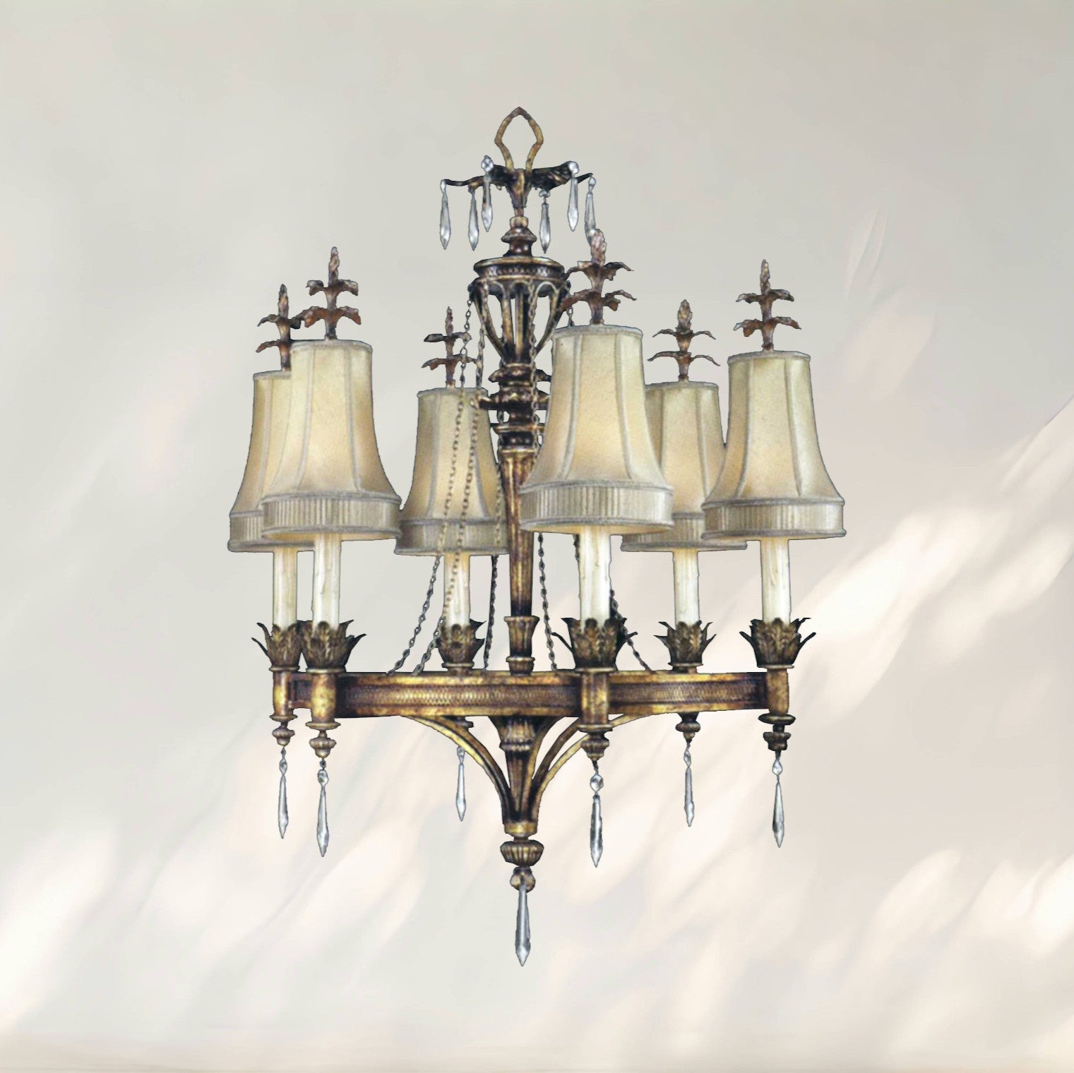 Traditional 6-Light Chandelier with Fabric Shades