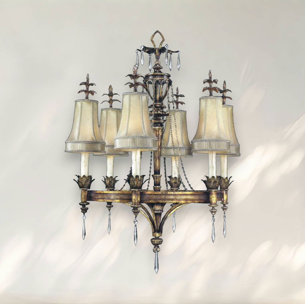 Traditional 6-Light Chandelier with Fabric Shades