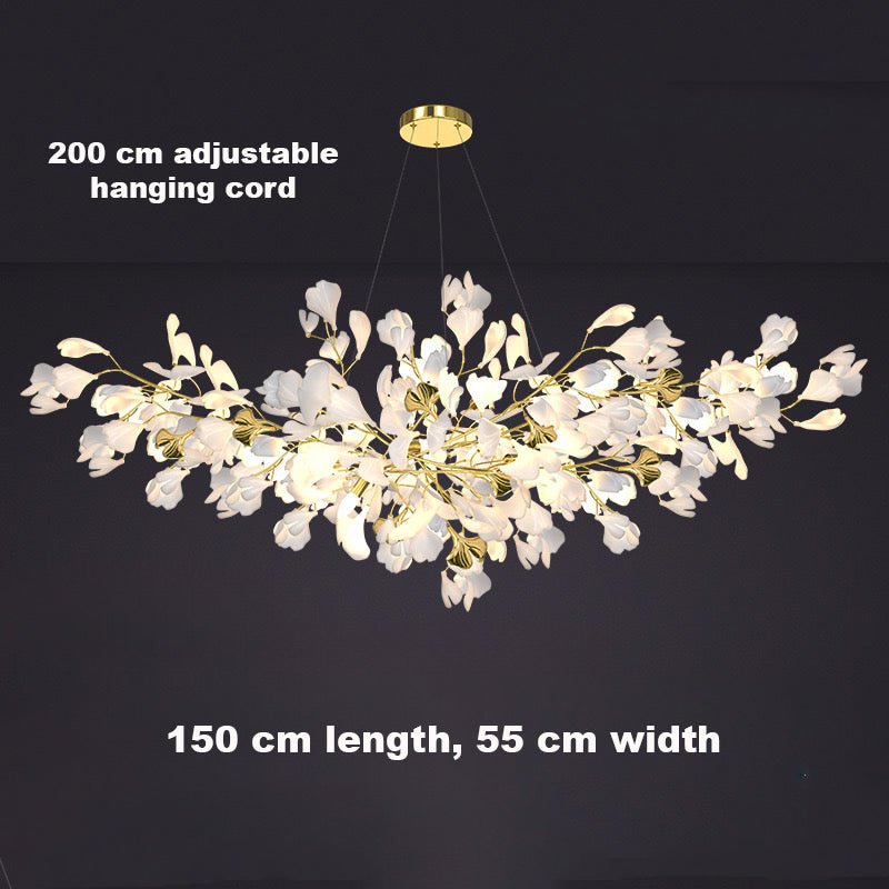 24 Light Gold Chandelier, Luxury Ginkgo Branch Chandelier for Staircase - fovolighting