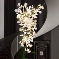24 Light Gold Chandelier, Luxury Ginkgo Branch Chandelier for Staircase - fovolighting