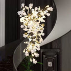 24 Light Gold Chandelier, Luxury Ginkgo Branch Chandelier for Staircase - fovolighting