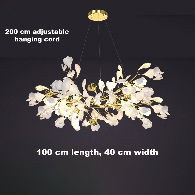 24 Light Gold Chandelier, Luxury Ginkgo Branch Chandelier for Staircase - fovolighting