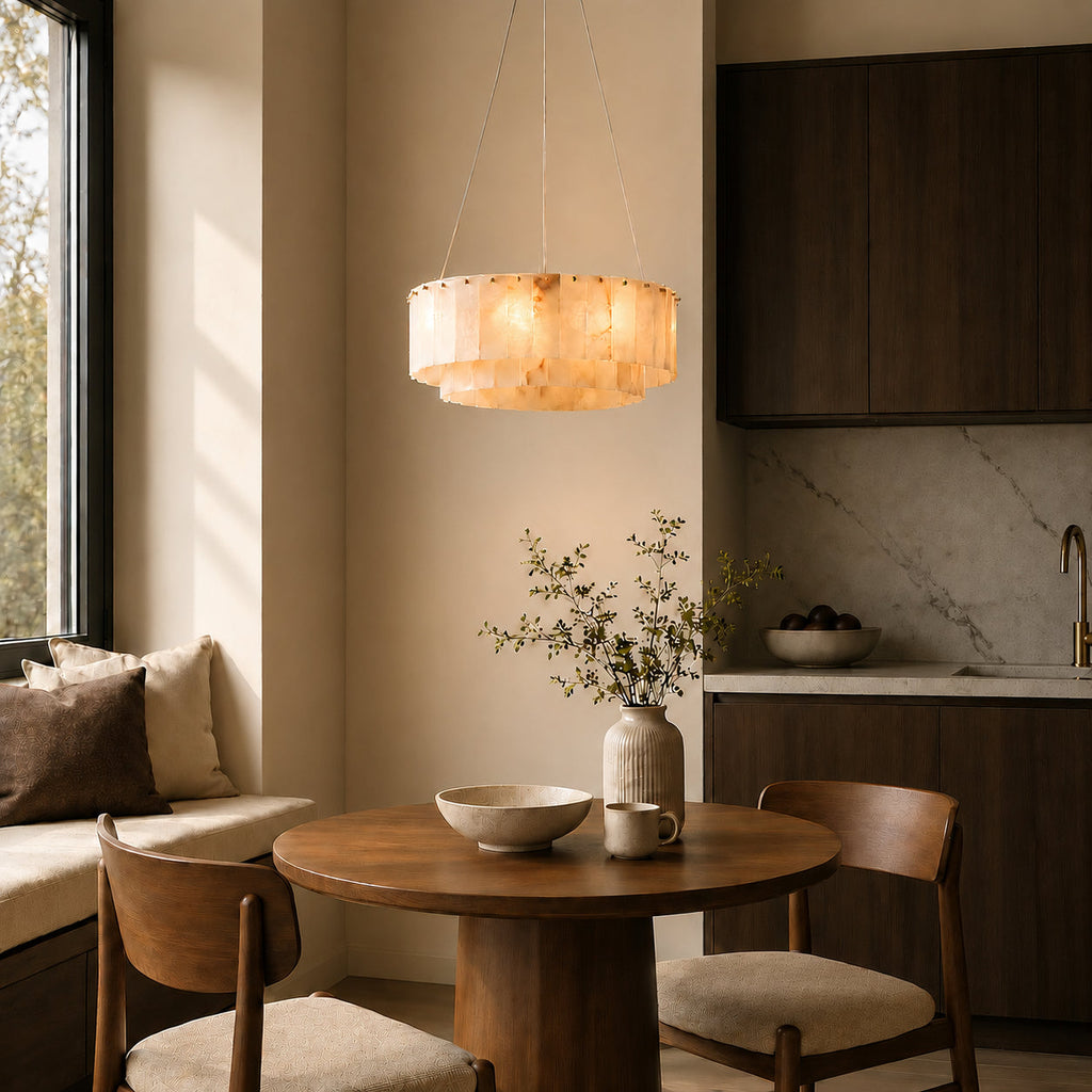 Nonzerad Alabaster Dining Room Gold Chandelier Pendant Lights