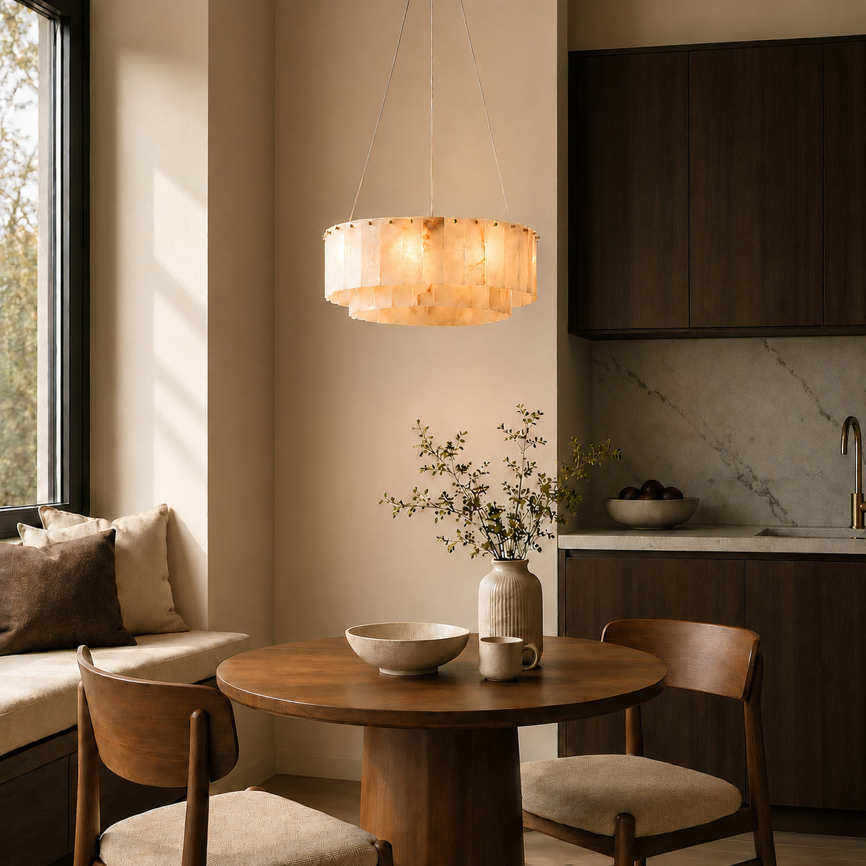 Nonzerad Alabaster Dining Room Gold Chandelier Pendant Lights