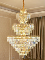 3 Layers Extra Large Living Room Chandelier Luxury Foyer Entryway Crystal Light Fixture - fovolighting