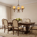 3 - Light Traditional Chandelier with Amber Glass Shades and Metal Frame - fovolighting