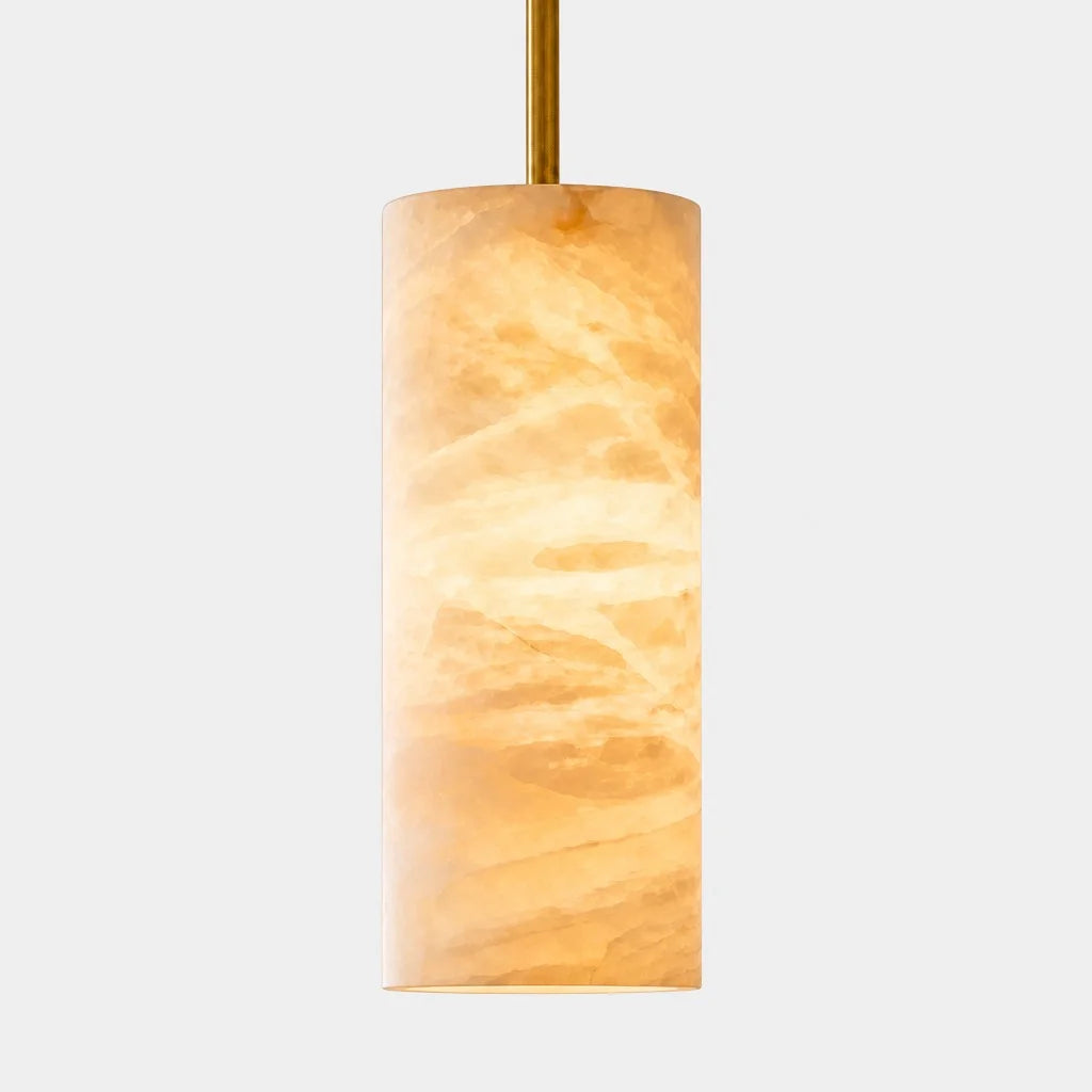 Hand-Carver Alabaster Cylinder Pendant